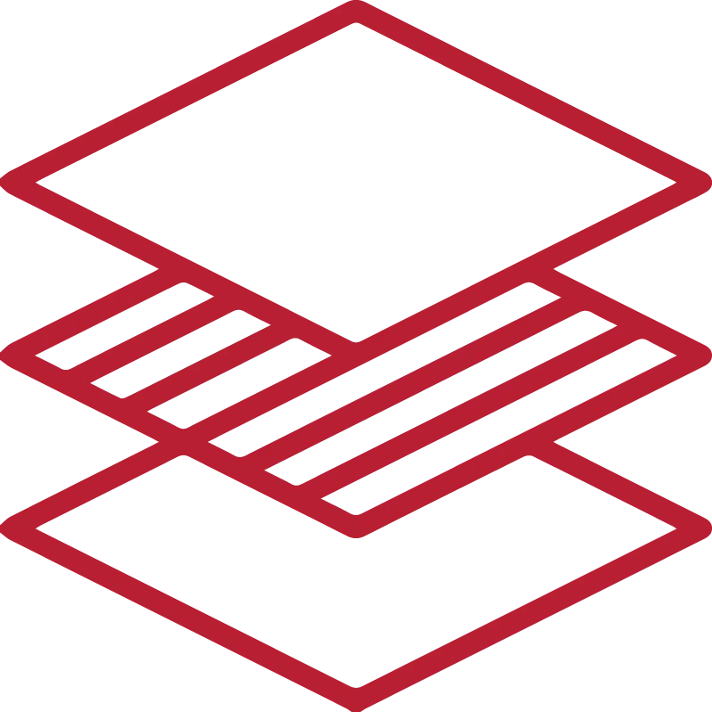 icon representing the layers of flat roofing