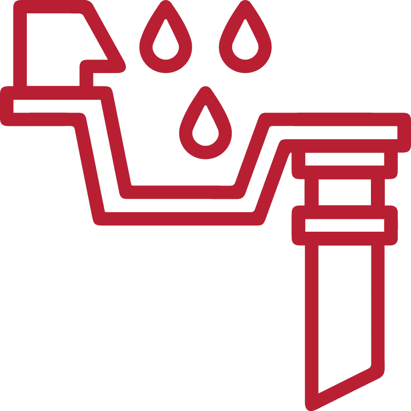 icon of roof gutters with water drops