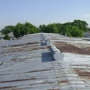 Metal roof before replacement.