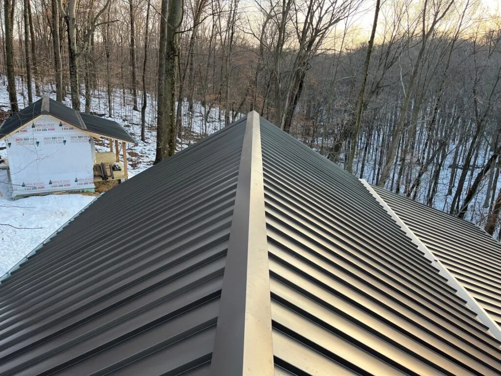 new metal roofs on newly built cabins